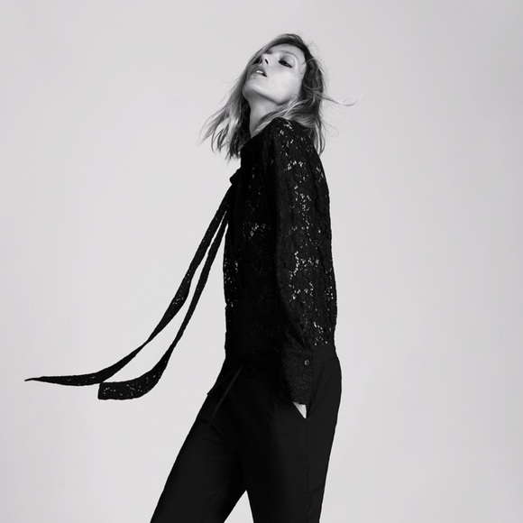 Zara Tops - Womens Black lace long sleeve button up Zara blouse - XL